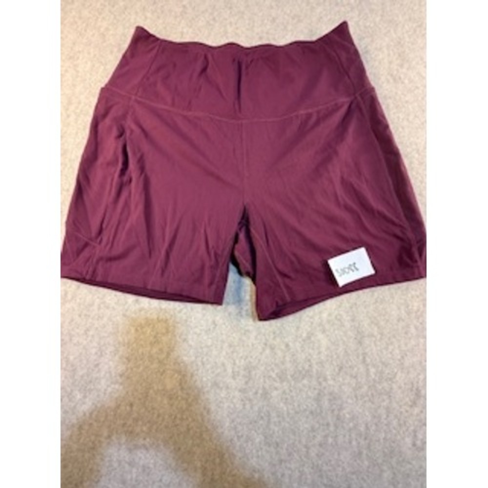 CALIA Stay Powerful Womens 1X Bike Shorts Berry Plum High Waist Athletic Pockets